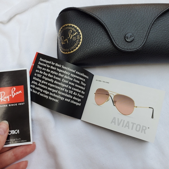 SOLD RayBan Pink Flash Lense Unisex Aviators Size 58 - Picture 6 of 12